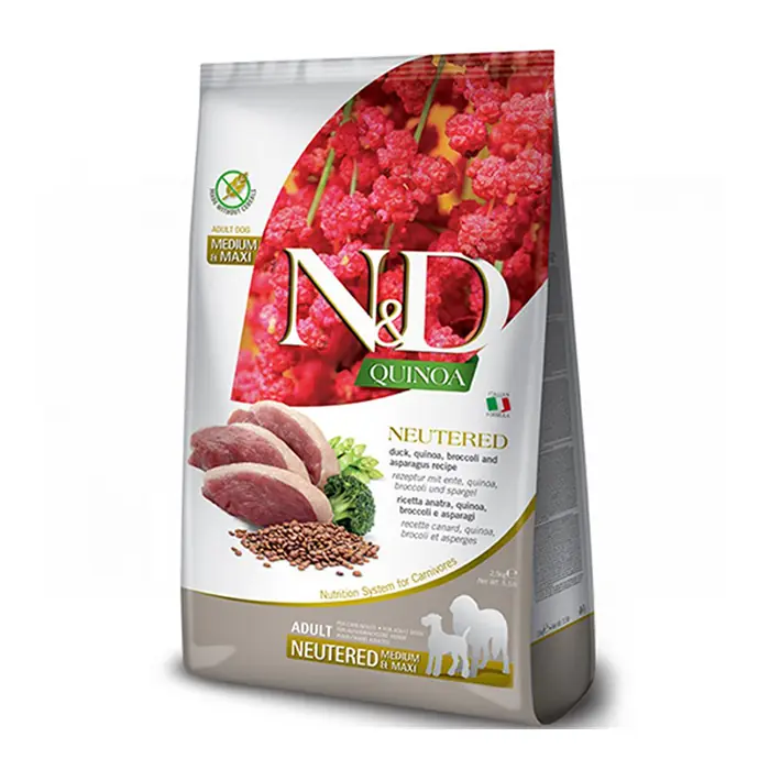 N&D KİNOA ÖRDEK BROKOLİ KUŞKONMAZ KISIRLAŞTIRILMIŞ YETİŞKİN KÖPEK MAMASI 2,5 KG