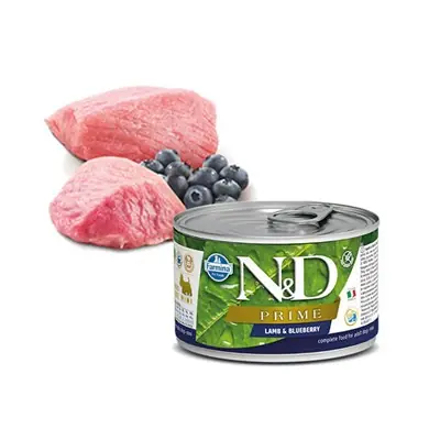 N&D MİNİ PRİME KUZU ETLİ VE YABAN MERSİNLİ KÖPEK KONSERVESİ 140 GR