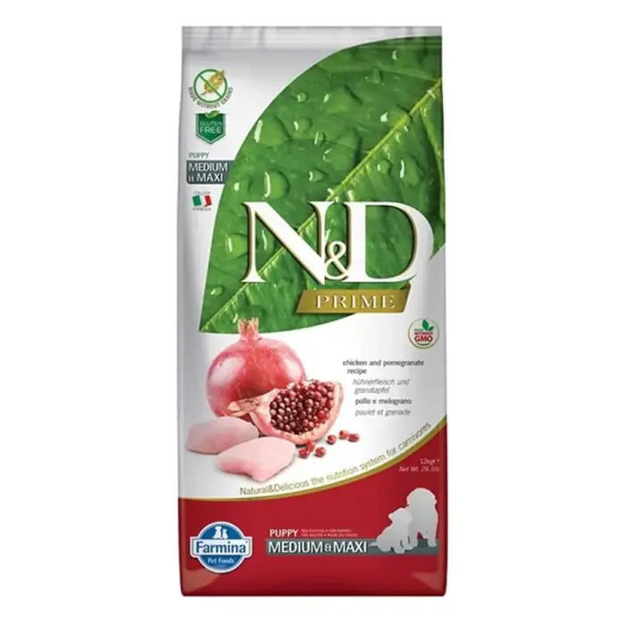 N&D PRİME TAVUKLU NARLI TAHILSIZ MEDİUM MAXİ YAVRU KÖPEK MAMASI 12 KG