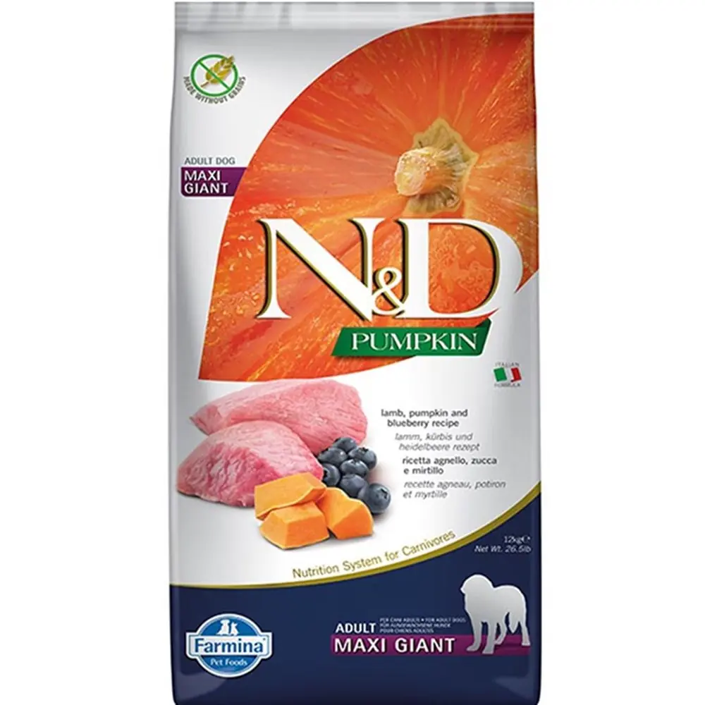 N&D PUMPKİN KUZU VE YABANMERSİNLİ GİANT MAXİ YETİŞKİN KÖPEK MAMASI 12 KG