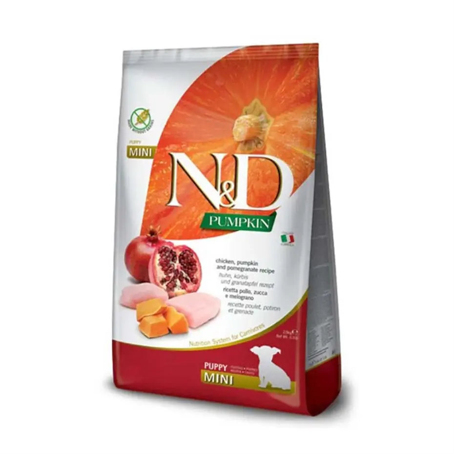 N&D PUMPKİN TAVUK ETLİ BAL KABAKLI VE NARLI KÜÇÜK IRK TAHILSIZ YAVRU KÖPEK MAMASI 2,5KG