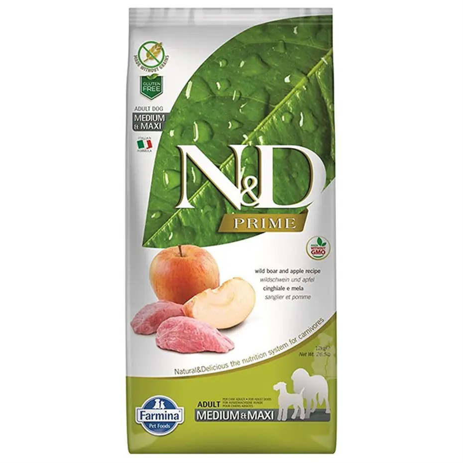 N&D TAHILSIZ DOMUZLU MEDİUM MAXİ YETİŞKİN KÖPEK MAMASI 12 KG