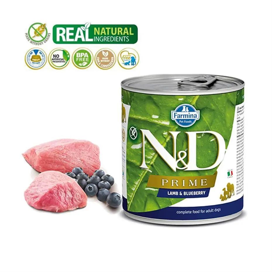 N&D TAHILSIZ KUZU ETLİ YABAN MERSİNLİ KÖPEK KONSERVESİ 285GR