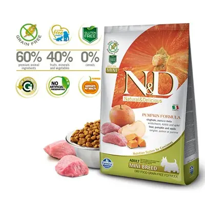 N&D TAHILSIZ YABAN DOMUZU BAL KABAKLI VE ELMALI KÜÇÜK IRK YETİŞKİN KÖPEK MAMASI 7 KG