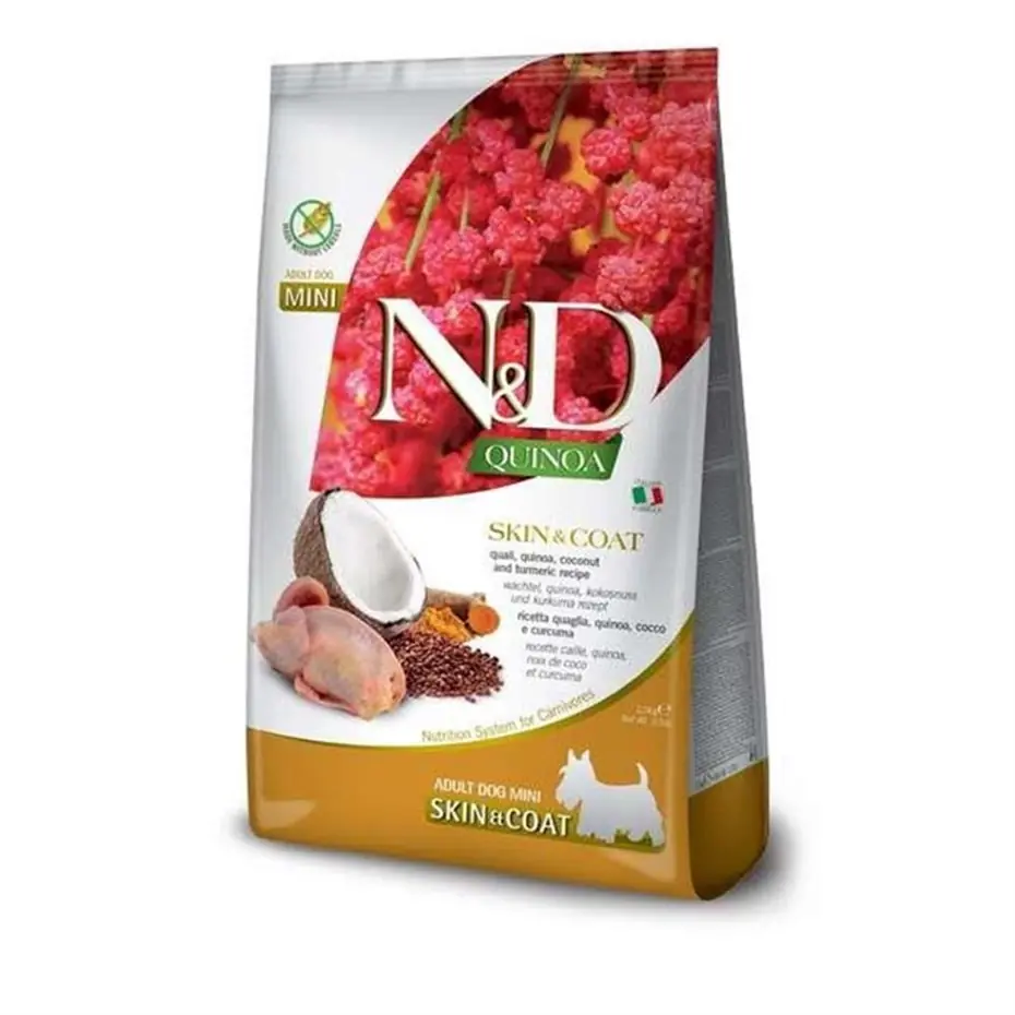 ND KİNOA SKİN&COAT MİNİ BILDIRCIN DERİ TÜY SAĞLIĞI KÜÇÜK IRK KÖPEK MAMASI 2,5 KG