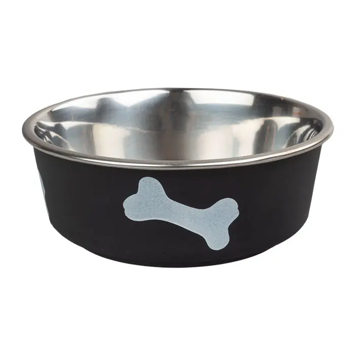 ORİPET PATİ DESENLİ KÖPEK MAMA VE SU KABI 17CM 830ML SİYAH