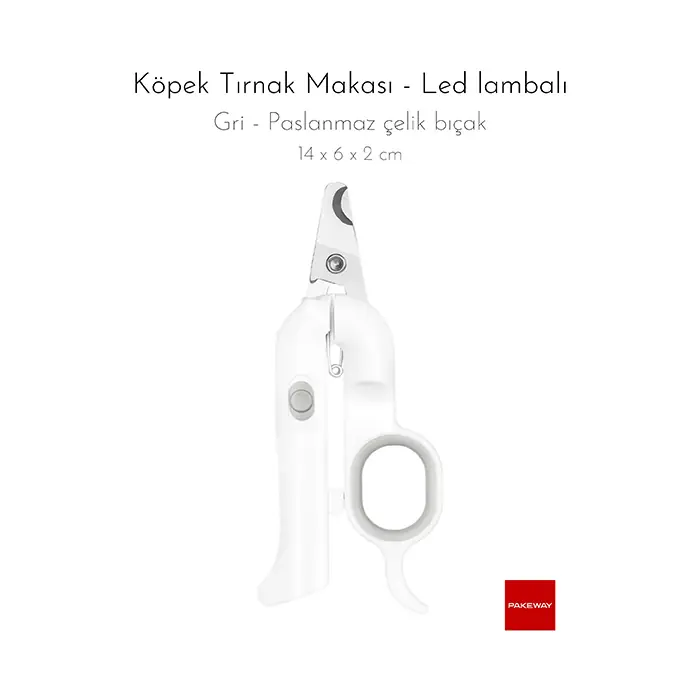 PAKEWAY TT SERİSİ LED LAMBALI KÖPEK TIRNAK MAKASI GRİ BÜYÜK BOY