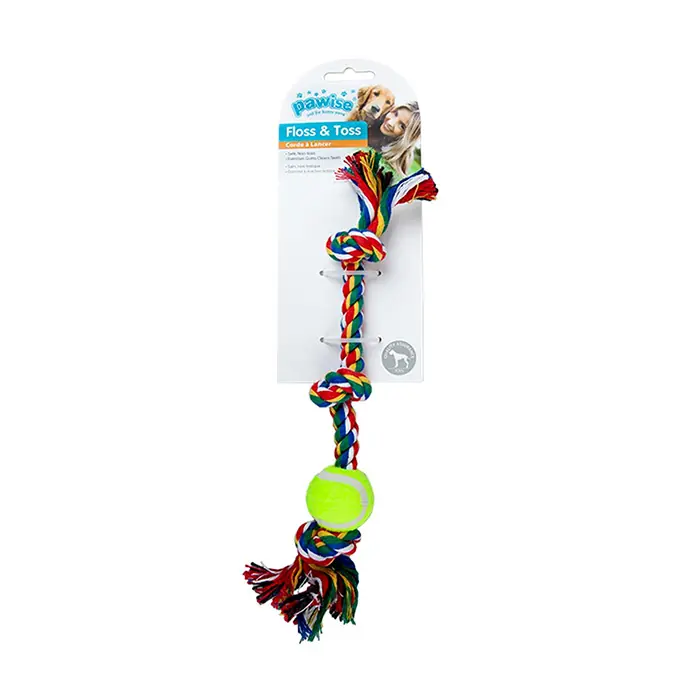 PAWİSE ÜÇ DÜĞÜMLÜ TENİS TOPLU İP KÖPEK OYUNCAĞI 10X4X2CM