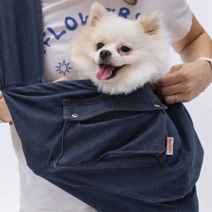PAWSTAR MAVİ DENİM CROSSBODY KÜÇÜK IRK KÖPEK ÇAPRAZ TAŞIMA ÇANTASI
