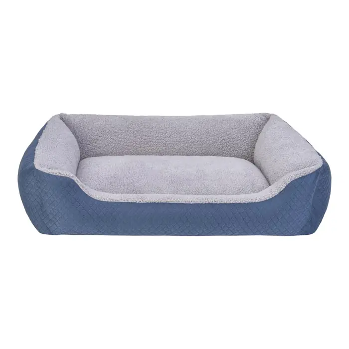 PET COMFORT BRAVO PELUŞ KÖPEK YATAĞI MAVİ VE GRİ LARGE 90X70CM