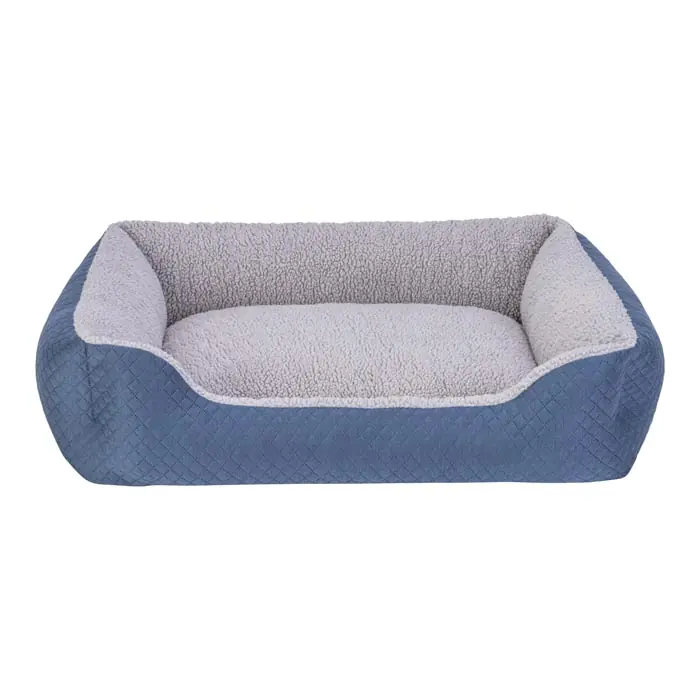 PET COMFORT BRAVO PELUŞ KÖPEK YATAĞI MAVİ VE GRİ MEDİUM 75X60CM