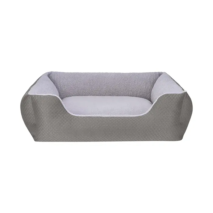 PET COMFORT ECHO KÖPEK YATAĞI GRİ/GRİ PELUŞ MEDİUM 80X65CM