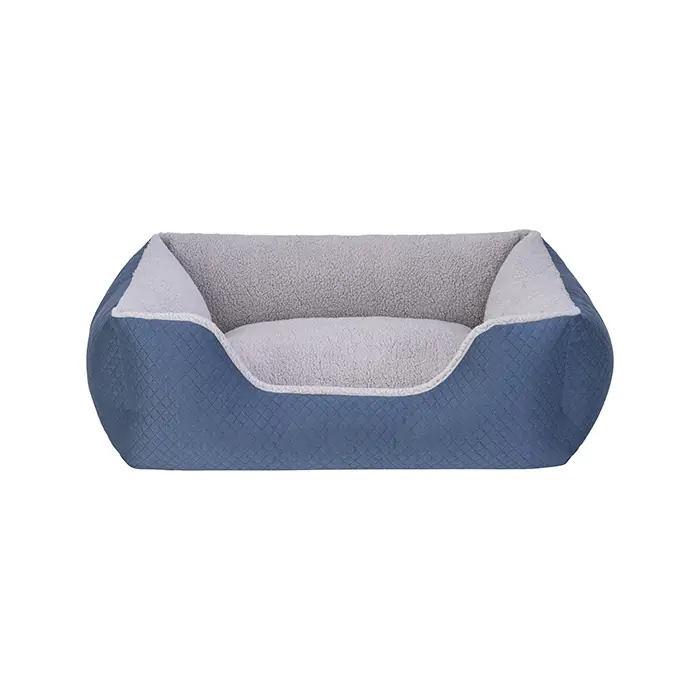 PET COMFORT ECHO PELUŞ KÖPEK YATAĞI MAVİ VE GRİ MEDİUM 80X65CM