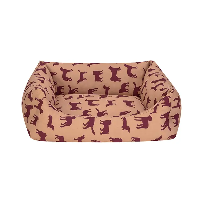 PET COMFORT UNİFORM BEJ-BORDO KEDİ VE KÖPEK YATAĞI SMALL 60X50CM
