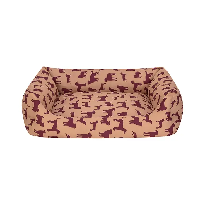 PET COMFORT UNİFORM BEJ-BORDO KÖPEK YATAĞI MEDİUM 70X60CM