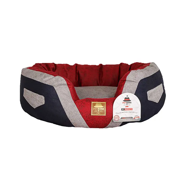 PETBOSS MAESTRO ULTRA RAHAT KÖPEK YATAĞI LARGE LACİVERT-KIRMIZI 75X65X22 CM