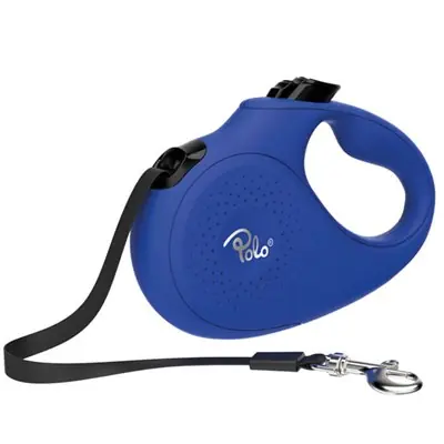 POLO SOLİD MAVİ OTOMATİK KÖPEK TASMASI LARGE 5 M/50 KG