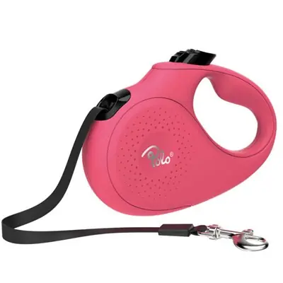 POLO SOLİD PEMBE OTOMATİK KÖPEK TASMASI LARGE 5 M/50 KG