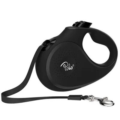 POLO SOLİD SİYAH OTOMATİK KÖPEK TASMASI LARGE 5 M/50 KG