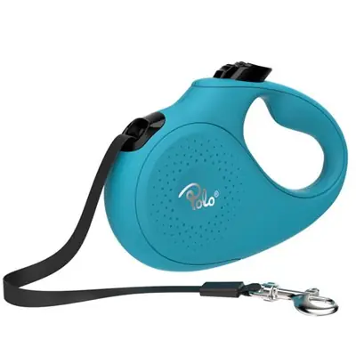 POLO SOLİD TURKUAZ OTOMATİK KÖPEK TASMASI MEDİUM 5 M/25 KG