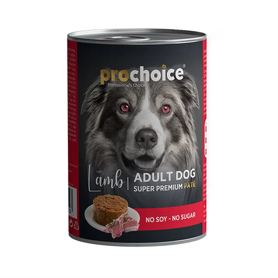 PRO CHOİCE KUZU ETLİ ŞEKERSİZ EZME YETİŞKİN KÖPEK KONSERVESİ 400GR