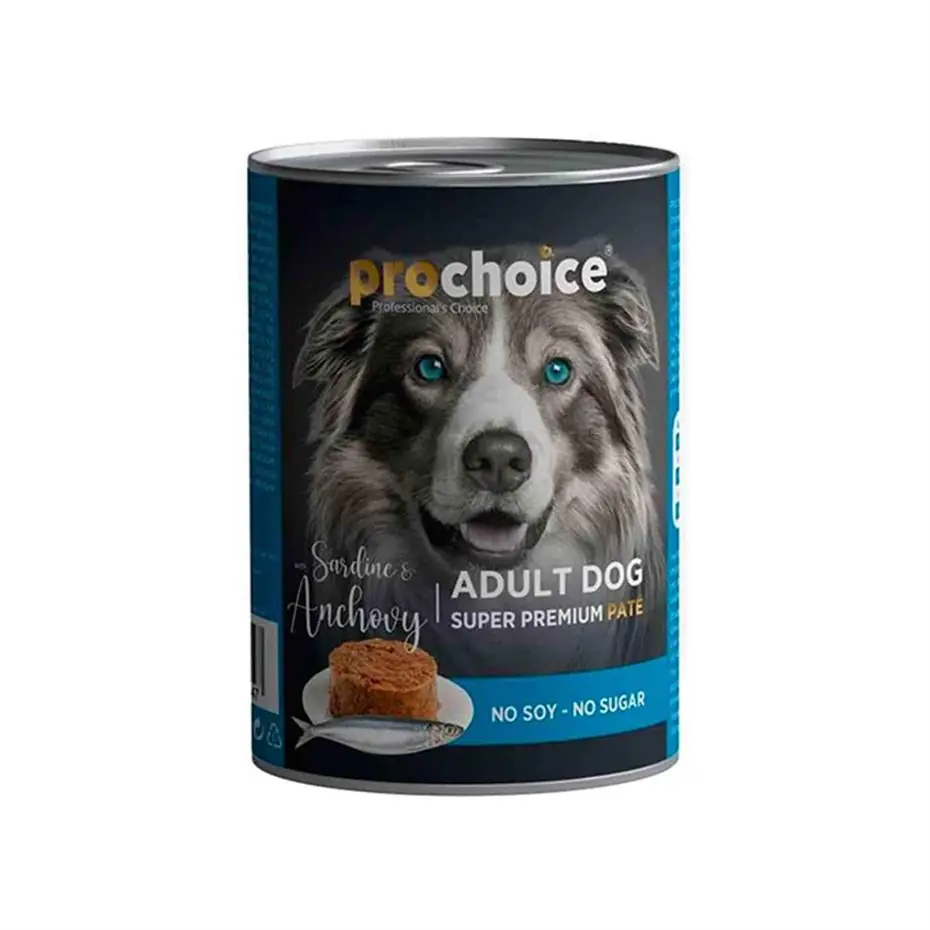 PRO CHOİCE SARDALYA VE HAMSİ ETLİ ŞEKERSİZ EZME YETİŞKİN KÖPEK KONSERVESİ 400GR
