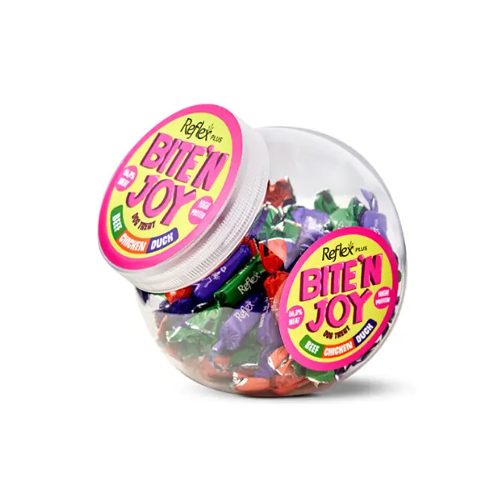 REFLEX PLUS BİTE'N JOY DANA ETLİ TAVUKLU VE ÖRDEK ETLİ KÖPEK ÖDÜL MAMASI 250GR