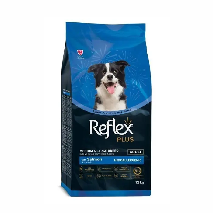 REFLEX PLUS SOMONLU ORTA VE BÜYÜK IRK YETİŞKİN KÖPEK MAMASI 12KG