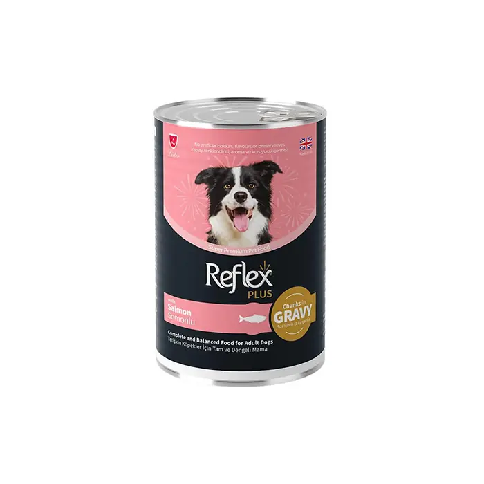 REFLEX PLUS SOS İÇİNDE ET PARÇACIKLI SOMONLU YETİŞKİN KÖPEK MAMASI 400 GR