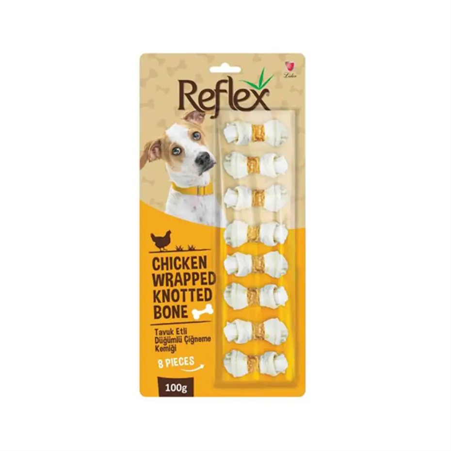 REFLEX TAVUK ETLİ DÜĞÜMLÜ KEMİK KÖPEK ÖDÜLÜ 8 ADET 100GR