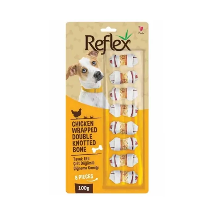 REFLEX TAVUK ETLİ ÇİFT DÜĞÜMLÜ KÖPEK ÖDÜLÜ 8 ADET 100GR