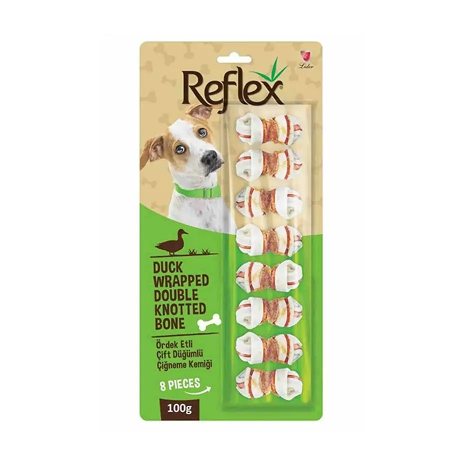 REFLEX ÖRDEK ETLİ ÇİFT DÜĞÜMLÜ KÖPEK ÖDÜL KEMİĞİ 8 ADET 100GR