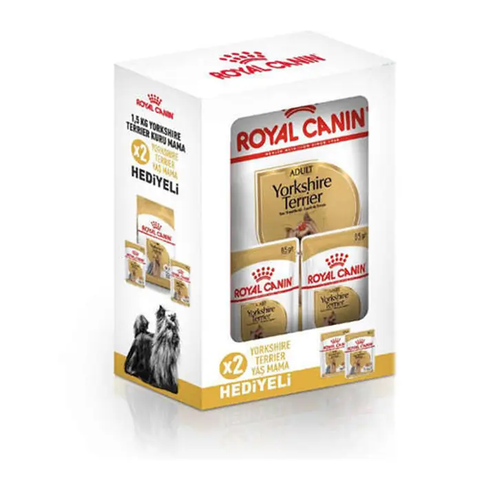 ROYAL CANİN BOX YORKSHİRE TERRİER KÖPEK MAMASI 1,5 KG + 2 ADET ROYAL CANİN YAŞ MAMA