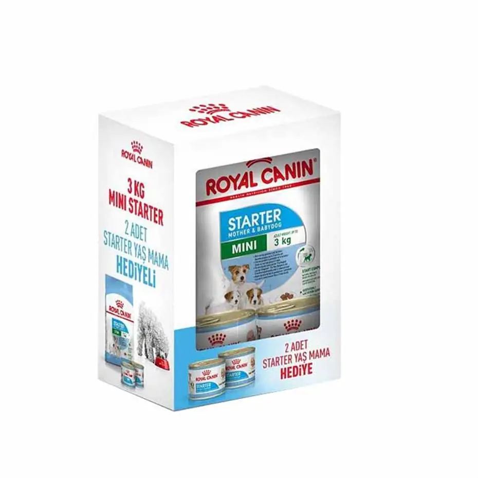 ROYAL CANİN BOX MİNİ STARTER YAVRU KÖPEK MAMASI 3 KG 2 ADET STARTER KONSERVE 195GR HEDİYELİ