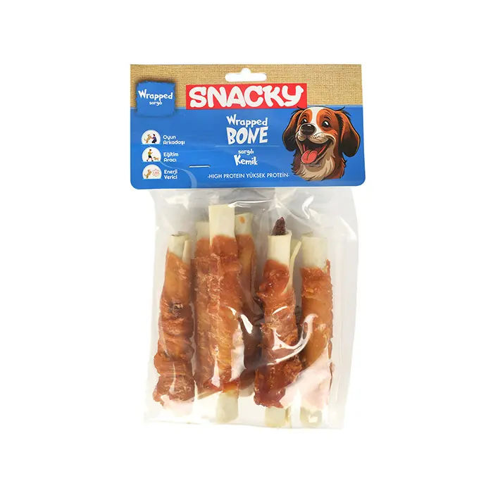 SNACKY TAVUKLU VE CİĞER SARGILI KEMİK KÖPEK ÖDÜLÜ 13 CM