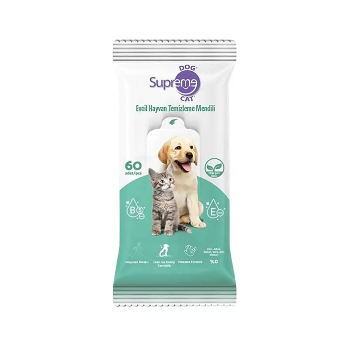 SUPREME KEDİ KÖPEK YEŞİL ÇAYLI TEMİZLEME MENDİLİ