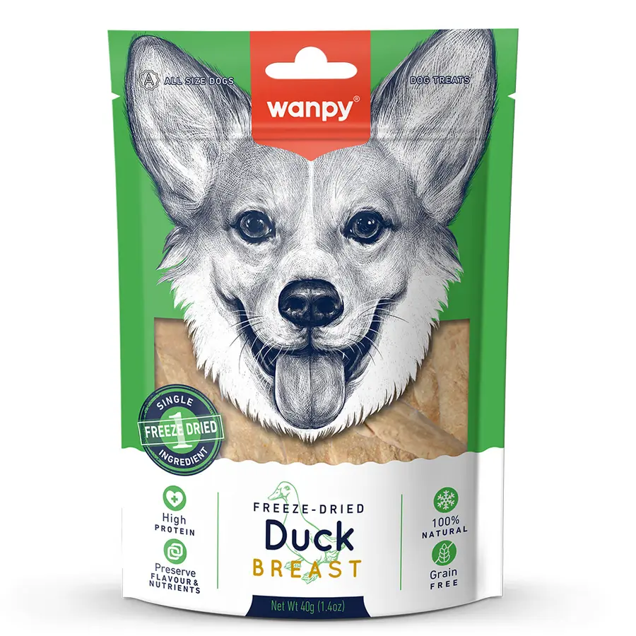 WANPY FREEZE-DRİED DONDURULARAK KURUTULMUŞ ÖRDEK GÖĞÜS ETİ KÖPEK ÖDÜL MAMASI 40GR