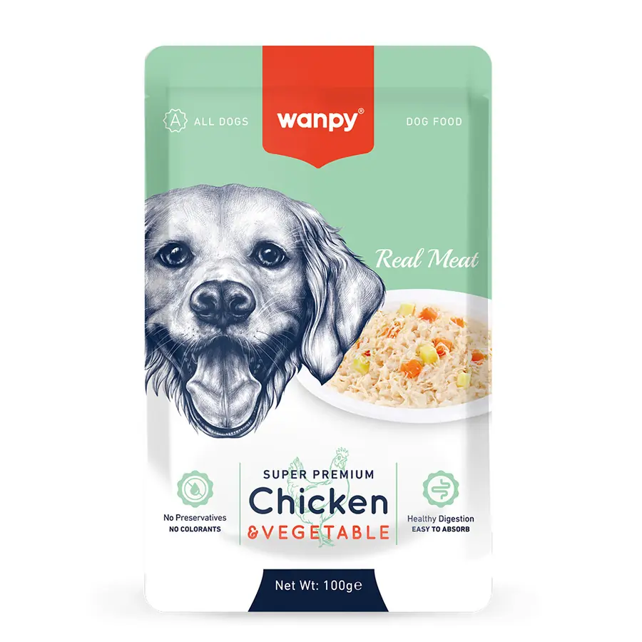 WANPY POUCH TAVUK ETLİ VE SEBZELİ YAŞ KÖPEK MAMASI 100GR