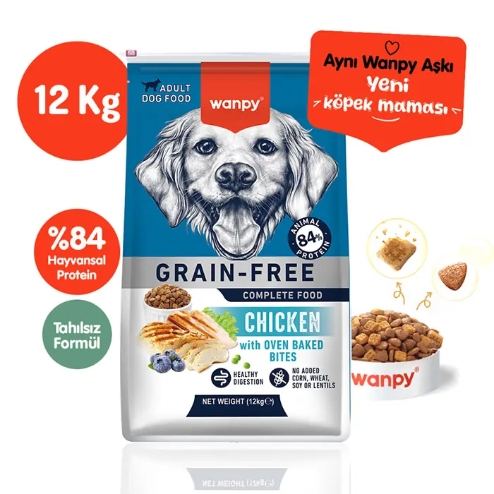 WANPY TAHILSIZ TAVUKLU YETİŞKİN KÖPEK MAMASI 12KG