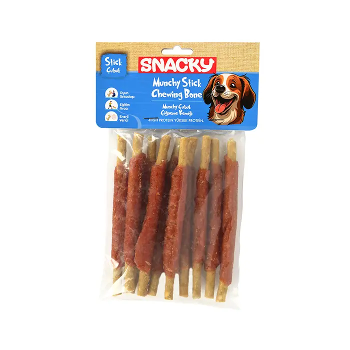 SNACKY MUNCHY ÖRDEKLİ SARGILI KEMİK KÖPEK ÖDÜL 13 CM