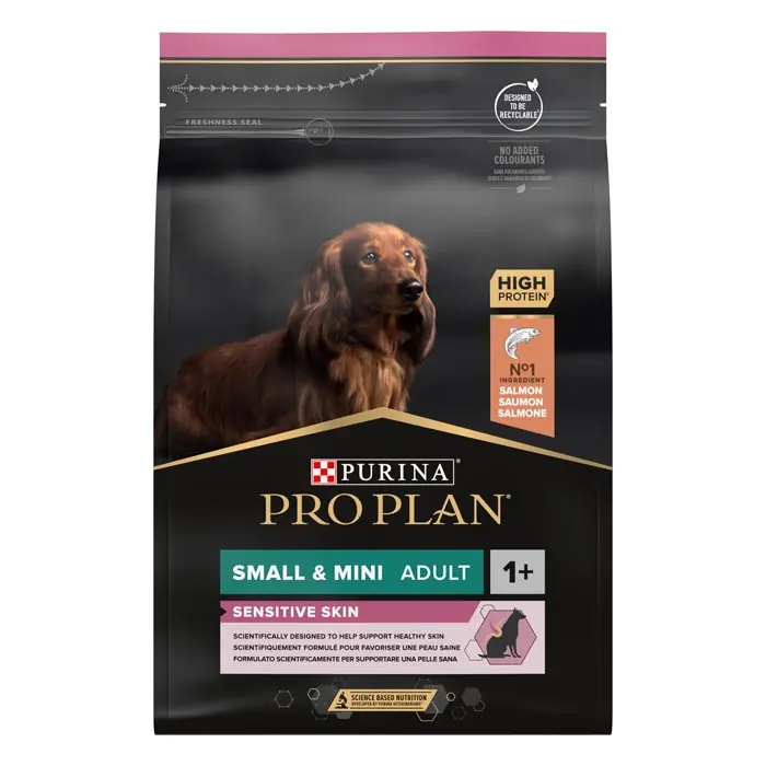 PRO PLAN KÜÇÜK IRK HASSAS DERİYE SAHİP SOMONLU YETİŞKİN KÖPEK MAMASI 3 KG