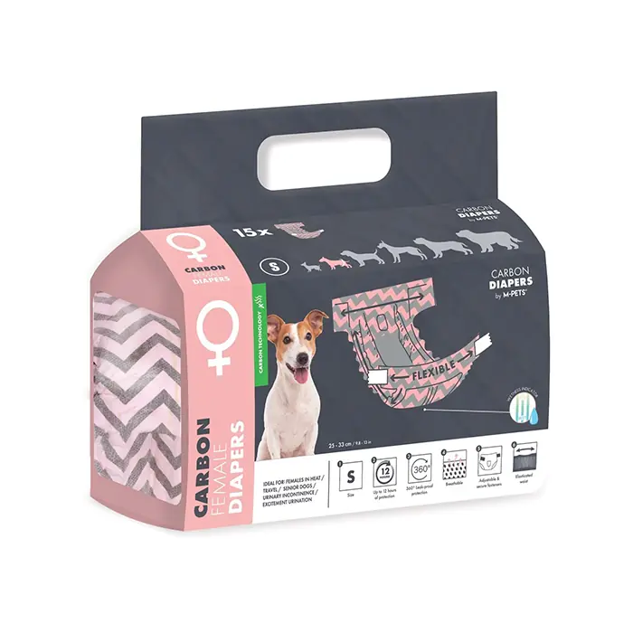 M-PETS CARBONLU DİAPERS DİŞİ KÖPEKLER İÇİN KÜLOT SMALL 15Lİ
