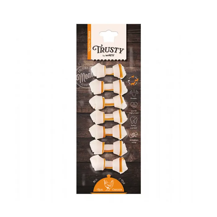 M-PETS TRUSTY TAVUKLU DÜĞÜMLÜ KEMİK KÖPEK ÖDÜLÜ 7'Lİ 84GR/6,4CM