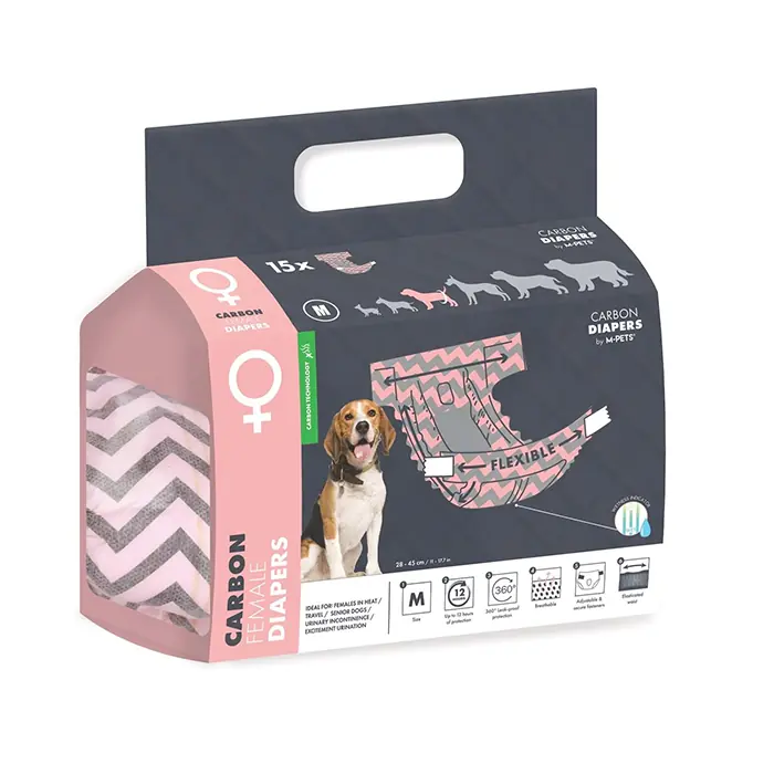 M-PETS CARBONLU DİAPERS DİŞİ KÖPEKLER İÇİN KÜLOT MEDİUM 15Lİ