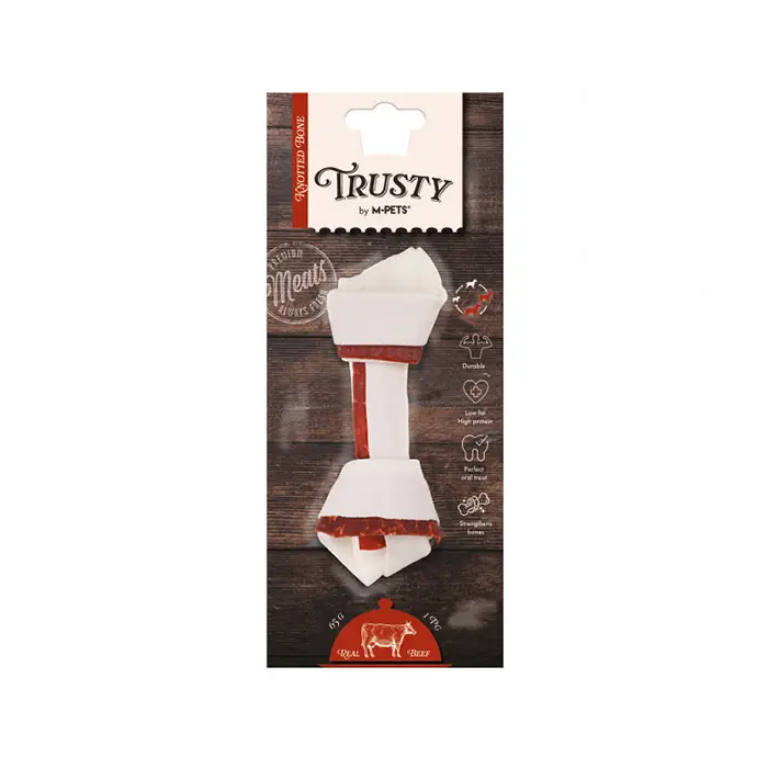 M-PETS TRUSTY SIĞIR ETLİ DÜĞÜMLÜ KEMİK KÖPEK ÖDÜLÜ 65GR/15,3CM