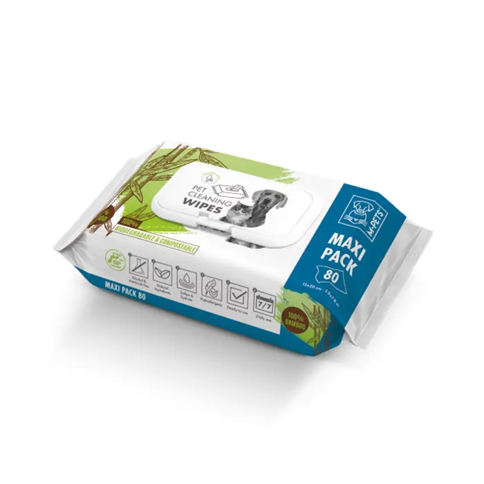 M-PETS KEDİ VE KÖPEKLER İÇİN BAMBOO TEMİZLEME MENDİLİ 80'Lİ
