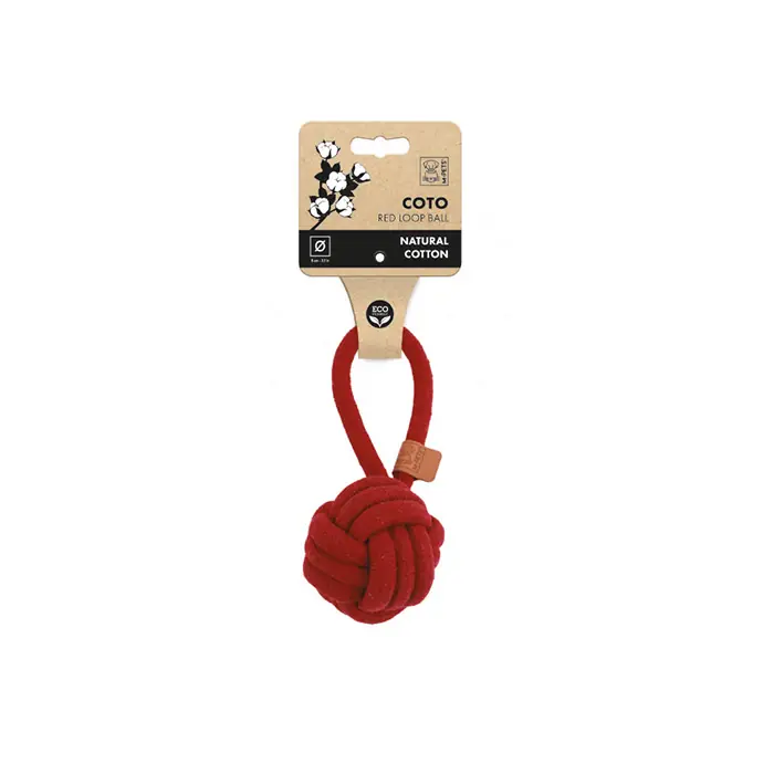 M-PETS COTO RED LOOP BALL ÖRGÜ ÇEKMELİ KÖPEK OYUNCAĞI 8CM