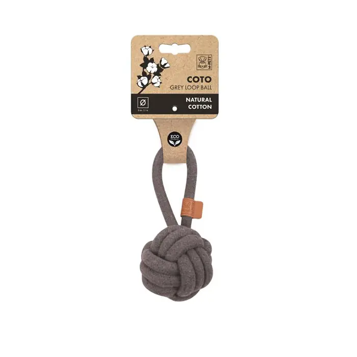 M-PETS COTO LOOP ÇEKMELİ ÖRGÜ TOP KÖPEK OYUNCAĞI GRİ 8CM