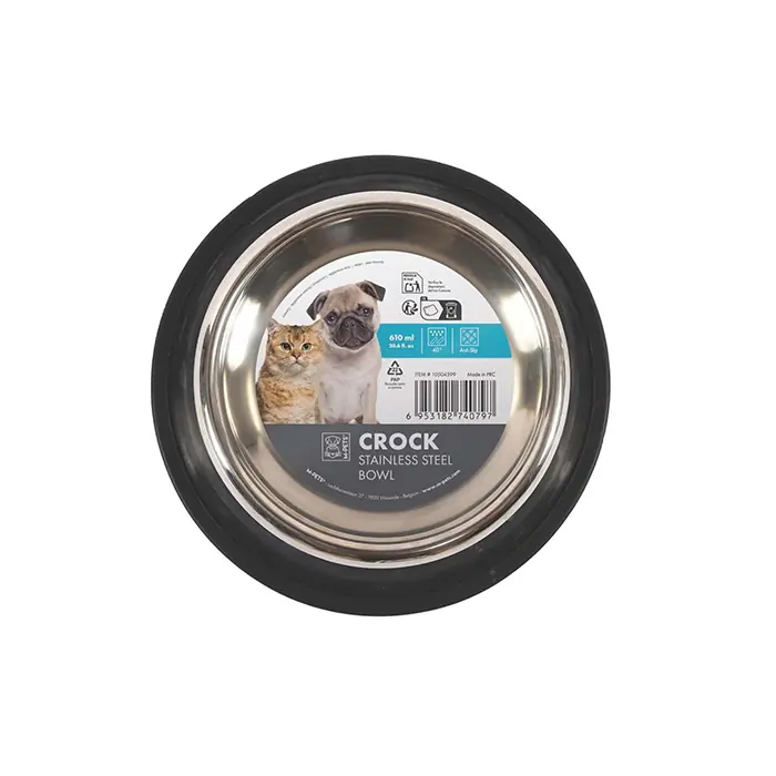 M-PETS CROCK PASLANMAZ ÇELİK KEDİ KÖPEK MAMA VE SU KABI M 610ML