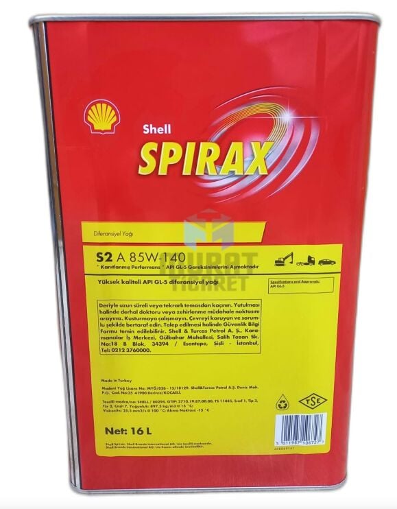 SHELL SPİRAX S2 A 85W-140 - 16 LİTRE